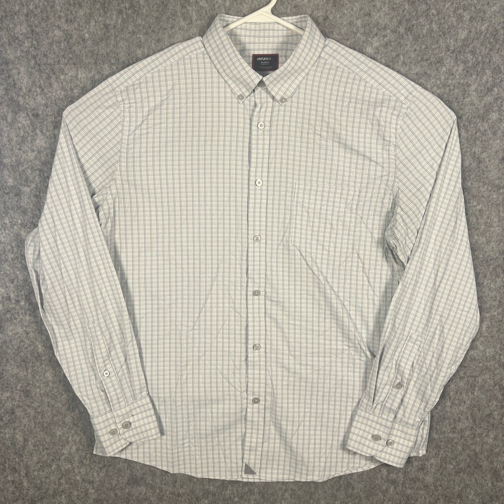 UNTUCKit Gibson-Perf Plaid Performance Shirt Men's XL Regular Blue White 41741